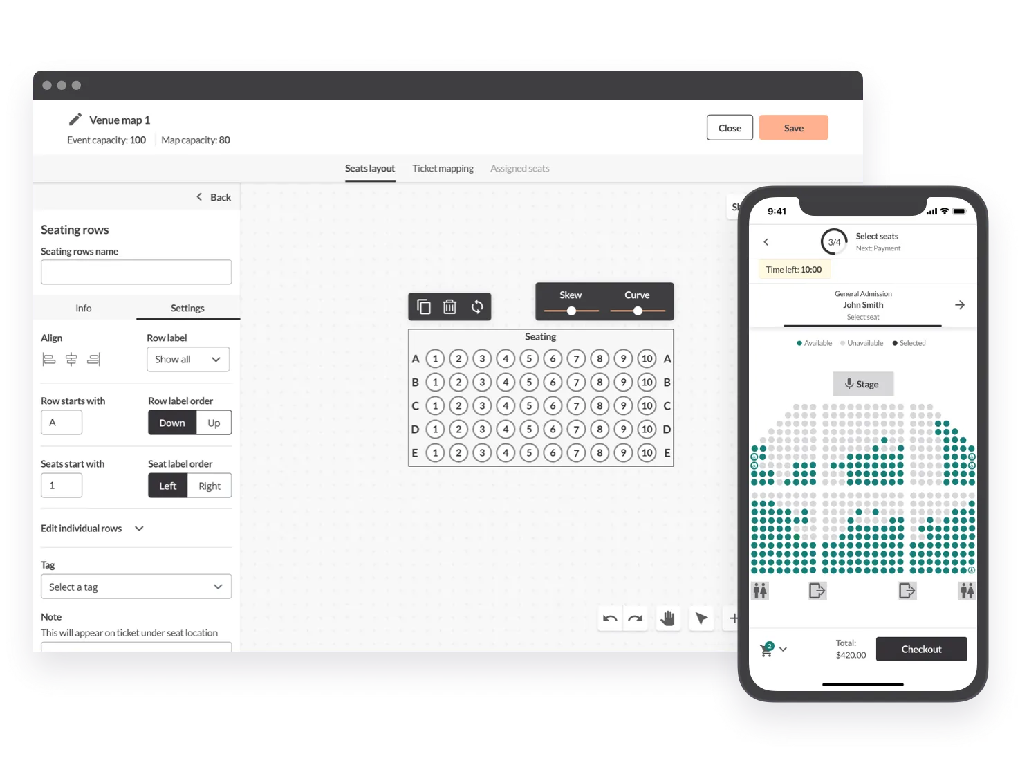 Seating map UI